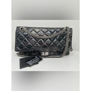 Chanel Quilted Aged Calfskin Silver / Gray Reissue 2.55 Double Flap 227